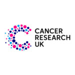 A large letter C made up of different sized coloured circles in bright pink, dark blue and light blue with the words Cancer Research UK next to it serving as CRUK's logo
